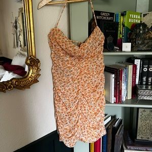 Delightful Orange Floral Dress